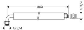 HG Anschlussrohr flexibel, mit Winkelstück 90Grad 800mm