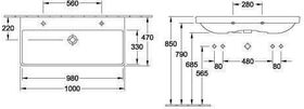 V&B Schrankwaschtisch AVENTO 1000x470mm f 2x 1-L Arm ge m ÜL St w C+