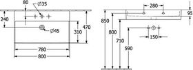 V&B Waschtisch MEMENTO 2.0 800x470mm m ÜL f 3-L.-Armatur Sto wh C+