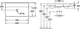 V&B Schrankwaschtisch COLLARO 800x470mm o ÜL o HL stone white C+