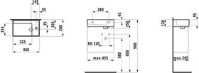 Laufen Handwaschbecken KARTELL 460x280mm Arm.bank re o ÜL o HL grau