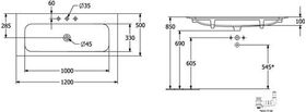 V&B Schrankwaschtisch FINION m verd. ÜL ViFlow 1200x500mm Sto wh C+