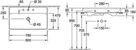 V&B Schrankwaschtisch COLLARO 800x470mm mit ÜL mit HL we