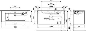 Laufen Waschtisch PRO S BASE m WTU 2 Schubl. 1200x500mm 1 HL-Ausf. we