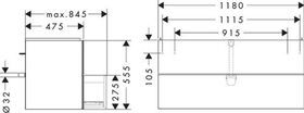 HG Waschtischunterschrank Xevolos E 1180x555x475mm Ko mweiß Fr weiß metallic