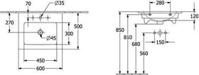 V&B Waschtisch VENTICELLO mit ÜL 600x500mm we C+