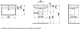 Laufen Waschtisch LAUFEN PRO S Spezialausf o ÜL o HL 650x465mm weiß