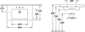 V&B Schrankwaschtisch SUBWAY 2.0 800x470mm, mit ÜL we