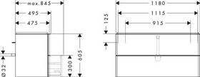 HG Waschtischunterschrank Xelu Q 1180x605x475mm diamantengr ma Gri mweiß