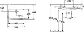 V&B Aufsatzwaschtisch O.NOVO 55x46cm ohne HL ohne ÜL we