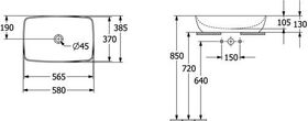 V&B Aufsatzwaschtisch ARTIS 580x380mm, ohne ÜL stone white C+