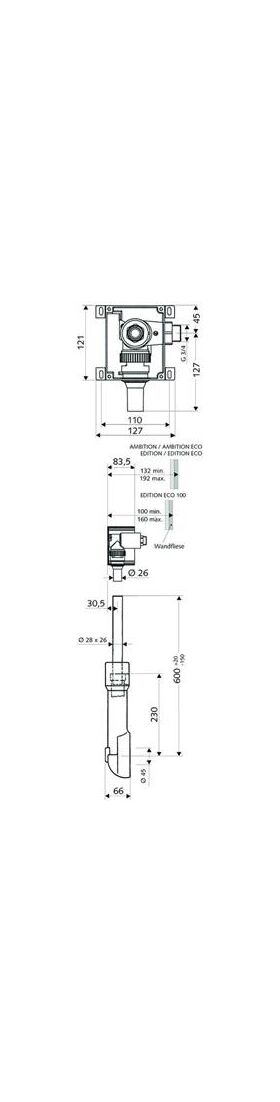 Schell WC-Wandeinbau-Spülarmatur Comp II mechanische Auslösung