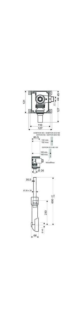 Schell WC-Wandeinbau-Druckspüler C II ND mechanische Auslösung