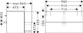 HG Waschtischunterschrank Xevolos E 980x555x475mm Ko sch-gr ma Fr sch-gr met