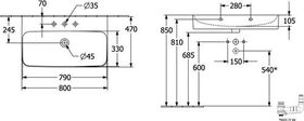 V&B Waschtisch FINION ohne ÜL 800x470mm we C+