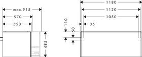 HG Waschtischunterschrank Xelu Q 1180x485x550mm diamantengr ma Gri ma-sw