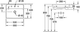 V&B Waschtisch COLLARO 550x440mm m ÜL mit HL we C+