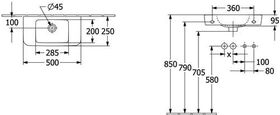 V&B Handwaschbecken O.NOVO COMPACT 500x250mm o HL mit ÜL we