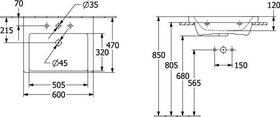 V&B Schrankwaschtisch SUBWAY 3.0 600x470mm m ÜL m HL geschli Sto white C+