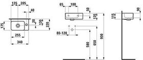 Laufen Handwaschbecken VAL 340x220mm LCC we mit Überlauf 1 Hahnloch