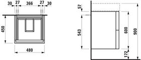 Laufen Waschtischunterbau KARTELL 600x480x450mm, 2 Schubladen schiefergrau