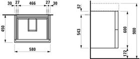 Laufen Waschtischunterbau KARTELL 600x580x450mm, 2 Schubladen schiefergrau