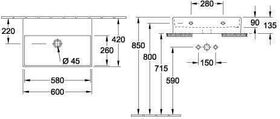 V&B Waschtisch MEMENTO 2.0 600x420mm o ÜL ohne HL we C+