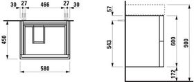 Laufen Waschtischunterbau KARTELL 600x580x450mm, 2 Schubladen weiß matt