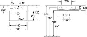 V&B Waschtisch MEMENTO 2.0 500x420mm m ÜL f 3-L.-Armatur graph C+