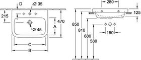 V&B Waschtisch ARCHITECTURA 550x470mm mit ÜL we