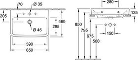 V&B Aufsatzwaschtisch O.NOVO 650x460mm mit ÜL we AntiBac C+