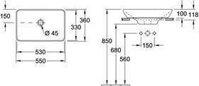 V&B Aufsatzwaschtisch VENTICELLO Halbeinbau 550x360mm m ÜL stone white C+