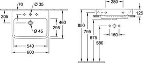 V&B Aufsatzwaschtisch O.NOVO 600x460mm mit ÜL we