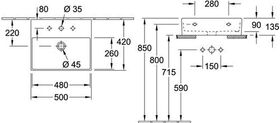 V&B Waschtisch MEMENTO 2.0 500x420mm m ÜL f 3-L.-Armatur graph C+