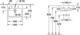 V&B Aufsatz-Handwaschbecken O.NOVO 450x370mm ohne ÜL we AntiBac C+