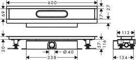 HG Komplettset uBox universal für Duschrinnen Fertigsets, flach 600mm