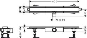 HG Duschrinne RainDrain Compact Komplettset 600mm