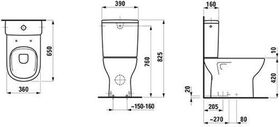 Laufen Stand-WC Kombination LUA tief 360x650mm Abgang waagerecht weiß