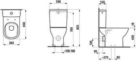 Laufen Stand-WC Kombination LUA tief 360x650mm Abgang senkrecht weiß LCC