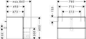 HG Waschtischunterschrank Xelu Q 780x605x475mm weiß hochglanz Griff chrom