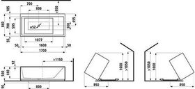 Laufen Badewanne KARTELL 1700x860mm m LED-B. i Überlaufspalt weiß