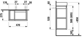 Laufen Waschtischunterbau LAUFEN PRO A 480x580x275mm Seitenablage links graphit