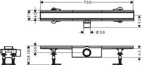 HG Duschrinne RainDrain Compact Komplettset 700mm