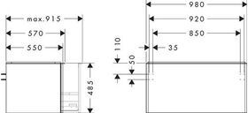 HG Waschtischunterschrank Xelu Q 980x485x550mm weiß hochglanz Griff chrom