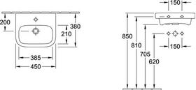 V&B Handwaschbecken ARCHITECTURA 450x380mm mit ÜL we C+