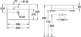 V&B Aufsatzwaschtisch MEMENTO 2.0 600x420mm mit ÜL stone white C+