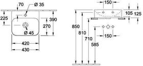 V&B Handwaschbecken FINION 430x390mm o ÜL Use geschliffen we C+