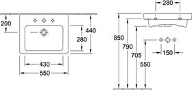 V&B Waschtisch SUBWAY 2.0 550x440mm, mit ÜL we