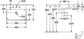 V&B Waschtisch FINION m verd. ÜL ViFlow 600x470mm Unt geschli