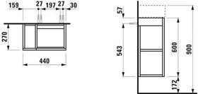 Laufen Waschtischunterbau KARTELL 600x440x450mm 1 Tür Scharn. re weiß matt